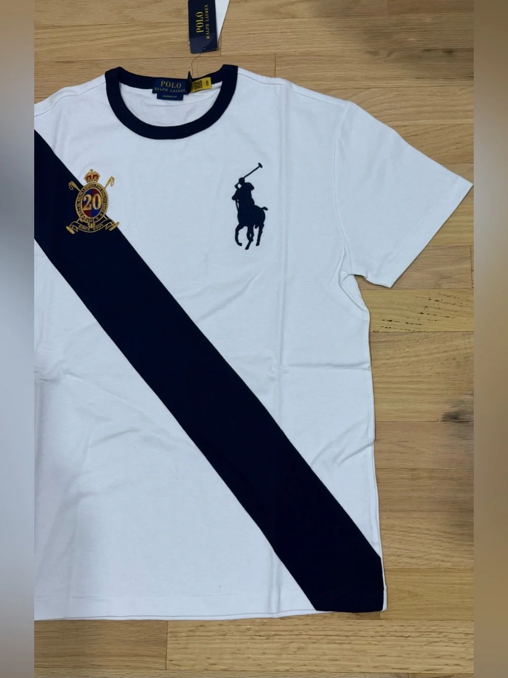 Polo Ralph Lauren Men s Big Pony 20th Anniversary Crest Logo T-Shirt White M-XL